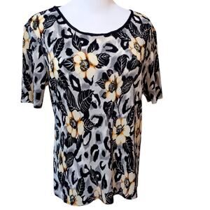 VINTAGE Accordion Pleated Stretchy Top Blouse‎ S Floral Boho Event Career Boho